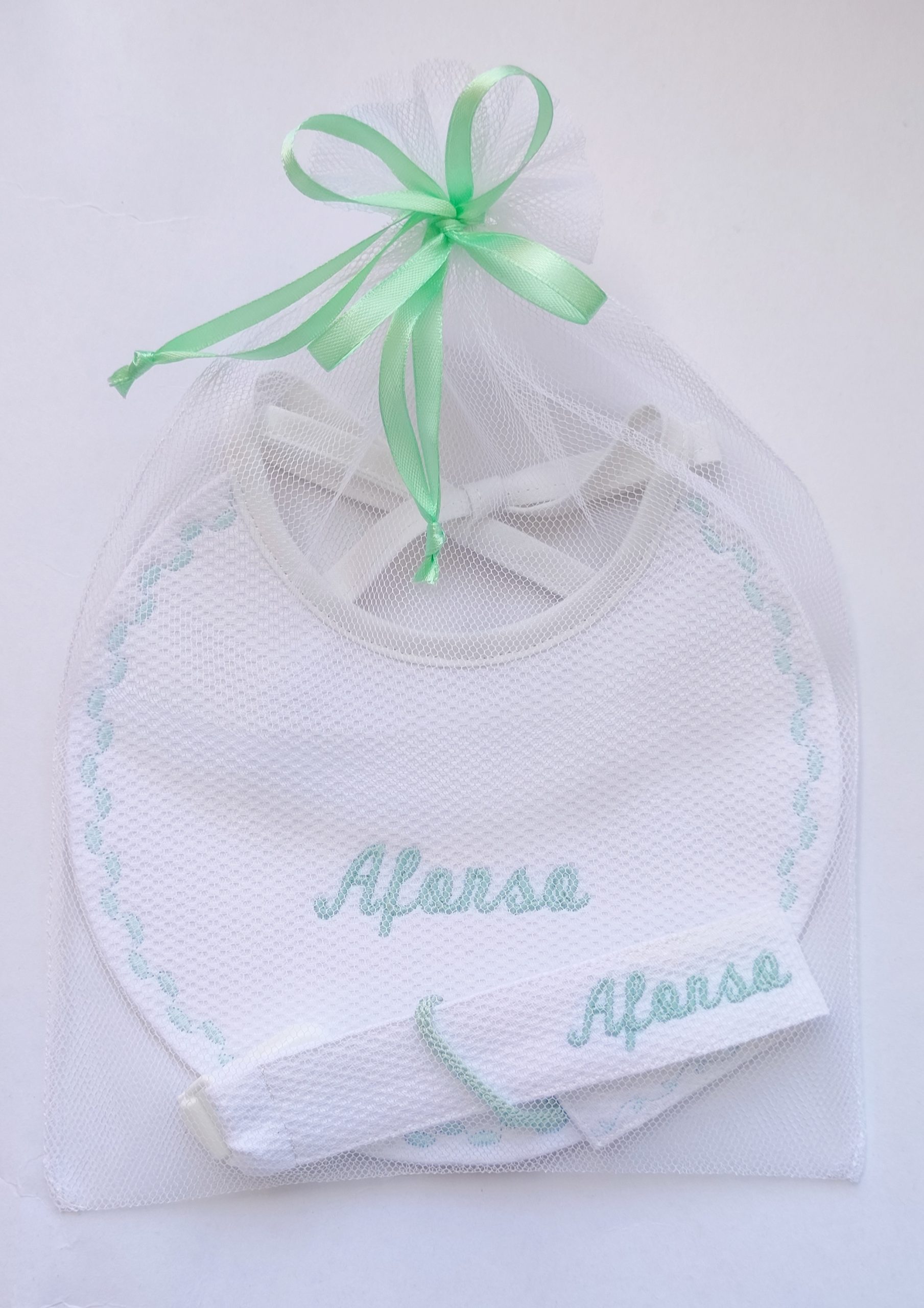 conjunto babete verde água